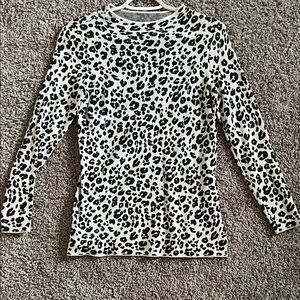 LOFT Black & White Marled Knit Top